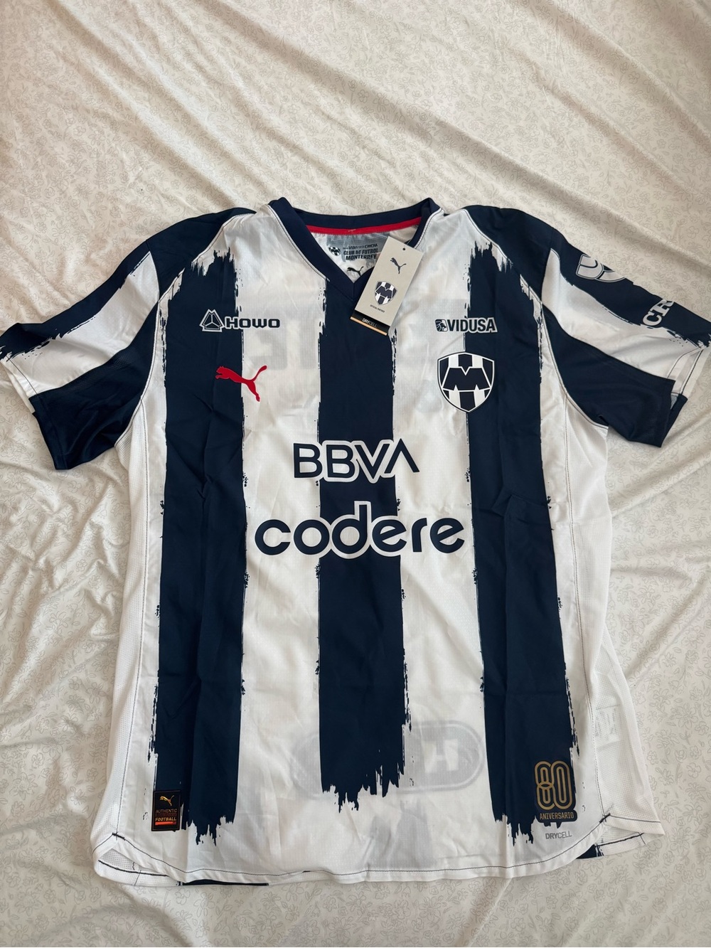 Puma Monterrey Striped Soccer Jersey - Navy & White
